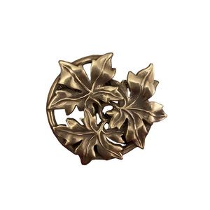 Vintage Metropolitan Museum of Art 1986 Three Leaf Brooch Gold Tone
